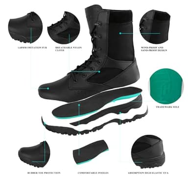 Men's Tactical Boots For Men Lightweight Black Military Boots Army Combat Hunting Jungle Hiking Work Boots Size 7 - Image 3