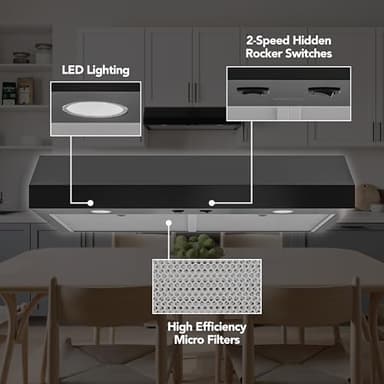 Broan-NuTone 36-Inch Under Cabinet Range Hood, ENERGY STAR, 350 Max Blower CFM, Black - Image 2