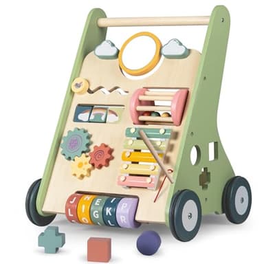 Bautia Wooden Baby Walker, Montessori Walker for Babies 6-12 Months, Push Walking Toys for 1 Year Old Learning to Walk - Image 1