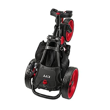 KVV 3 Wheel 360 Rotating Front Wheel Foldable/Collapsible Golf Push Cart with Foot Brake Open and Close in ONE Second-Free Umbrella Holder Included(Black/Red) - Image 3