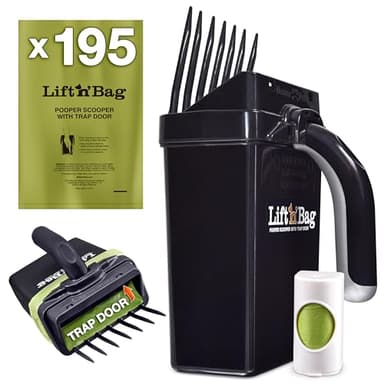 Neater Pet Brands Lift N' Bag Dog Pooper Scooper with Bag Attachment | 195 Bags | Dog Pooper Scooper for Yard & Walks | One-Hand Use | Heavy Duty Poop Scoop for Small to Large Dogs - Image 1
