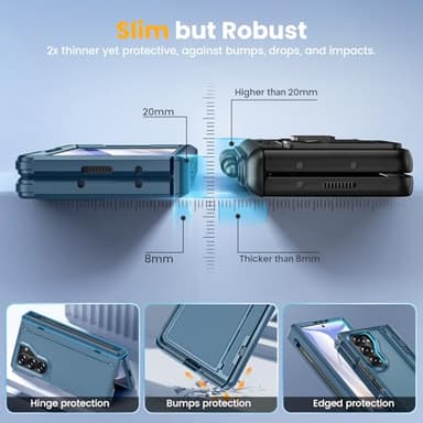 Caka for Samsung Galaxy Z Fold 6 Case [Thinner S Pen Holder] [Hidden Kickstand] [Hinge Protection] [Screen Protector] Full Body Hard Shockproof Phone Cover with Anti-Slip Textured for Fold6 - Blue - Image 4