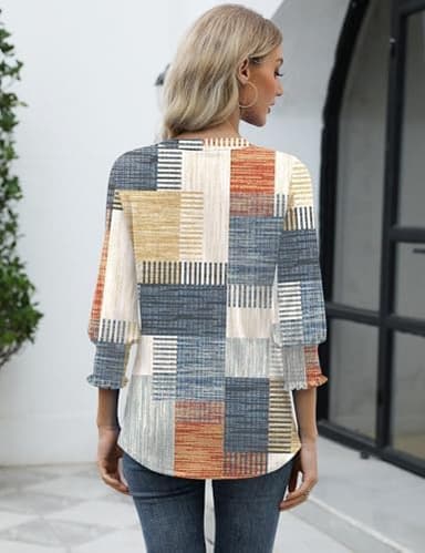 LOMON Women's 2025 Fashion Tops 3/4 Length Sleeve Business Casual Blouses Summer Tees Shirts - Image 6