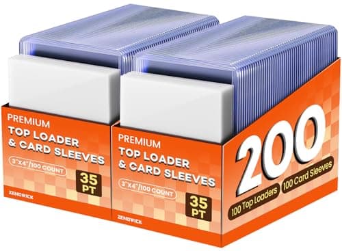 200 Card Sleeves Top Loaders for Cards, 3" x 4" Hard Plastic Toploaders, Baseball Card Protectors, Trading Card Holder for Football Sports Cards (100 Toploaders + 100 Penny Sleeves) - Image 1