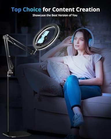 UBeesize 12" Ring Light Tripod for iPhone with Overhead Phone Mount Holder, Ring Lights with Stand and Camera Mounts for Photography/Live Streaming/TikTok/YouTube Content Creation - Image 6