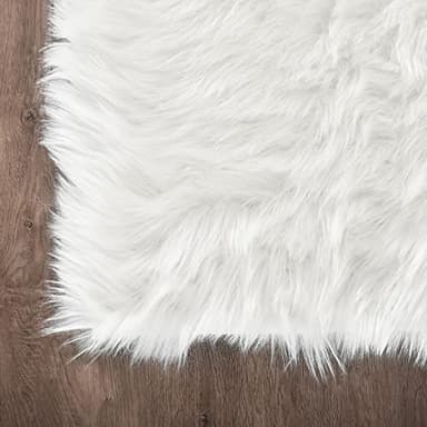 Latepis 12x12 Area Rugs for Bedroom White Faux Fur Rug Washable Super Fluffy Rug Faux Sheepskin for Living Room Floor Sofa Shag Rug Office Home Décor, Square - Image 6