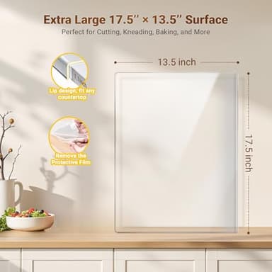 Acrylic Cutting Board with Counter Lip, 17.5x13.5 Inch Clear Cutting Boards for Kitchen Counter, Large Cutting Board Non Slip for Countertop Protector, Apartment Essentials Kitchen Decor Gifts - Image 4