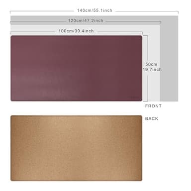 Mydours Dual-Sided Desk Pad, 40" x 20"Large Mouse mats Cork & PU Leather for Office and Home Work, Waterproof Desk Mats on The Top of Desks (Burgundy) - Image 2