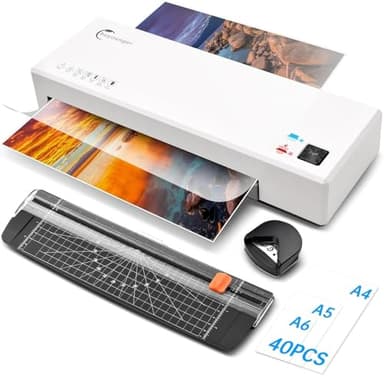 Buyounger Laminator Machine with 40 Laminating Sheets, A4 Laminator Thermal and Cold with Paper Trimmer & Corner Rounder, 9-Inch Laminating Machine for Home School Office - Image 1