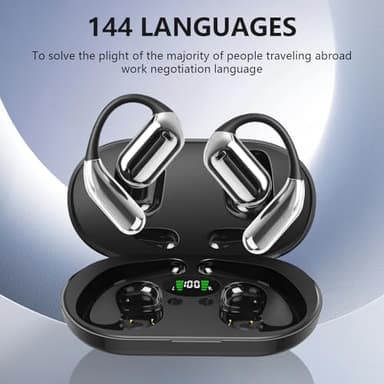 AI Translation Earbuds Real Time, 144 Language Translator Earbuds with APP Compatible with iOS & Android, Bluetooth Headphones Translating Device for Travel Business and Learning - Black - Image 2