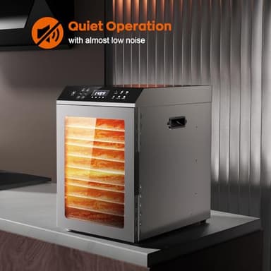 Food Dehydrator for Jerky, 12-Trays Stainless Steel, 850W Electric Dehydrator Machine with 10 Presets, Adjustable Timer, Temperature Control, Digital Food Dryer for Herb, Dog Treats,Meats & Veggies - Image 5