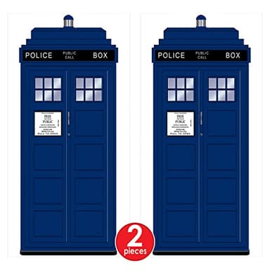 Beistle Plastic Blue Police Call Box Door Covers, 6' x 30", Set of 2 - British Themed Party Supplies, Crime Scene Decorations, Law Enforcement Policeman Wall Prop - Image 4