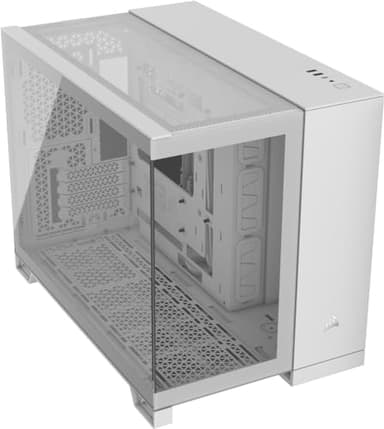 CORSAIR 2500X Small-Tower mATX Dual Chamber PC Case – Panoramic Tempered Glass – Reverse Connection Motherboard Compatible – No Fans Included – White - Image 1