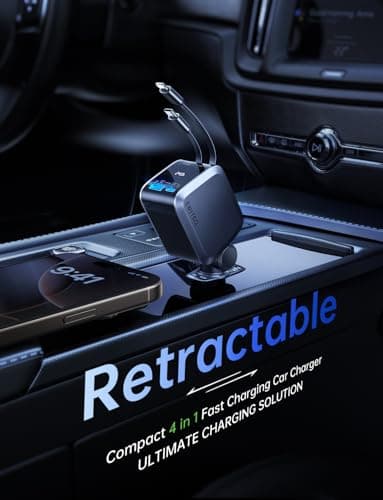 EWITGO Retractable Car Charger, Car Accessories, 72W Fast Charging USB C Car Charger with 4FT Retractable Cables and 2 Ports, for iPhone 16 15 14 13 12, Samsung etc Warm Grey - Image 4