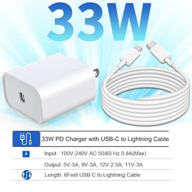 DABUSTAR for iPhone Fast Charger, 33W USB C PD Wall Charger Block Plug with[MFi Certified]6ft Type C to Lightning Cable Quick Charging Data Sync Cord for iPhone14 13 12 11 Pro Max Mini Xs Xr iPad Air - Image 2