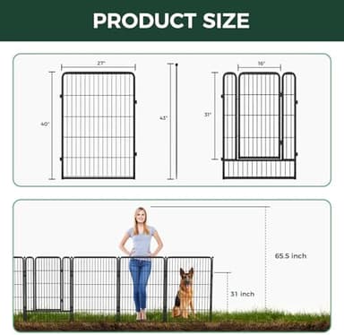 FXW Garden Fence Outdoor for The Yard – 40in(H) x 36.4ft(L) Heavy Duty Metal Animal Barrier for Dog and Rabbit, Decorative Dog Fence, 16 Panels, Black - Image 5