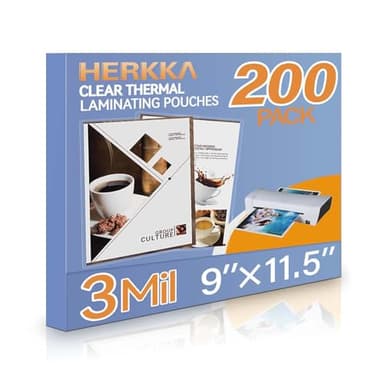 HERKKA 200 Pack Laminating Sheets, Holds 8.5 x 11 Inch Sheets, 3 Mil Clear Thermal Laminating Pouches 9 x 11.5 Inch Lamination Sheet Paper for Laminator, Round Corner Letter Size - Image 1