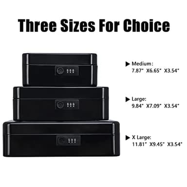 KYODOLED Large Cash Box with Combination Lock Safe Metal Money Box with Money Tray for Security Lock Box 9.84"x 7.87"x 3.54" Black - Image 6