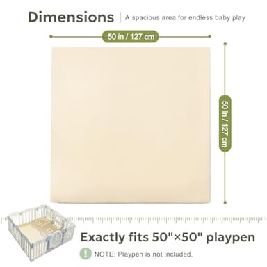 Baby Mat for Floor, Thick Soft Non-Toxic Vegan Leather Baby Play Mat, Waterproof Foam Play Mat, Padded Play Mat for Baby, 50x50 Playpen Mat, Infant Playmat for Baby Girls and Boys, Beige - Image 7