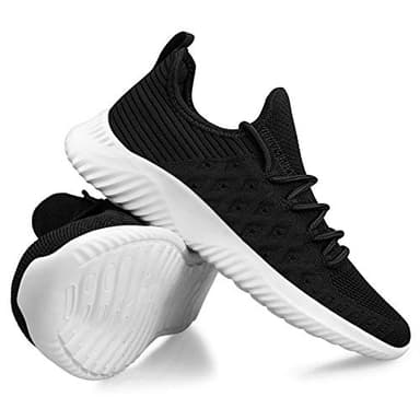 Feethit Womens Slip On Walking Shoes Non Slip Running Shoes Breathable Workout Shoes Lightweight Gym Sneakers Black White Size 11 - Image 5