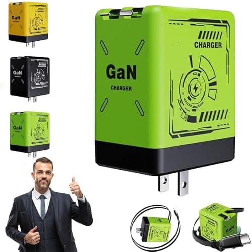 Gan Smart Charger, 2-in-1 Gan 120w Fast Charger, 2 in 1 Gan Charger, Retractable Wall, All in 1 Foldable Plug for Most Models, Fast Charging Power Adapter for Smartphone (Green) - Image 1