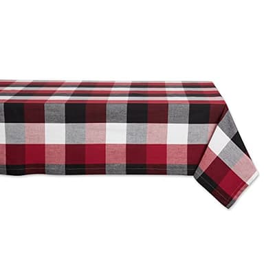 DII Tri-Color Check Collection 100% Cotton Tabletop, Tablecloth, 52x52, Cardinal Red - Image 1