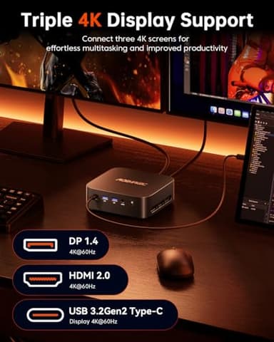 ACEMAGICIAN Kron Mini K1 Mini PC, Ryzen 7 5825U, 32GB DDR4 512GB SSD Mini Computers (8C/16T, up to 4.5Ghz),4K Triple Display Desktop WiFi6/Bluetooth, Compact Silent PC for Light Gaming, Office, Design - Image 6