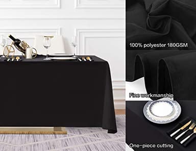 Surmente Black Tablecloth 90 x 132-inch Rectangular Polyester Table Cloth for Weddings, Banquets, or Restaurants - Image 3