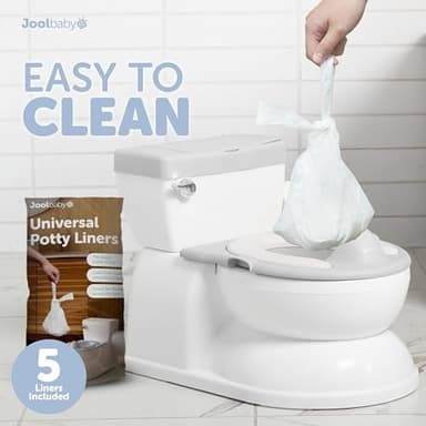 Real Feel 2-in-1 Potty with Wipes Storage, Flushing Sounds & Disposable Liners - Realistic Toilet - Easy to Clean & Assemble - Jool Baby (Gray) - Image 2