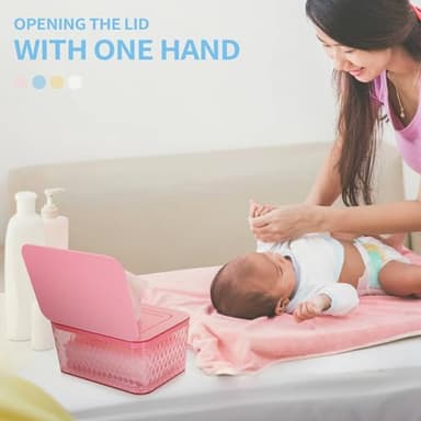 Whiidoom Wipes Dispenser, One-Handed Operation Wipe Holder for Baby & Adult, Seal-Designed Wipes Container for Bathroom Keep Diaper Wipes Fresh (Pink) - Image 4