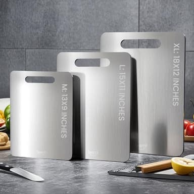 3 Pack Titanium Cutting Board - 100% Pure Titanium Cutting Boards For Kitche,Easy to clean, Double-sided food-grade Cutting Board For Meats, Fruits And Vegetables (M+L+XL) - Image 6
