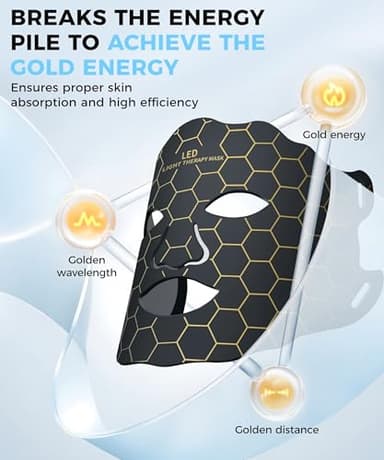 Yahi LED Face Mask Light Therapy, Red Light Therapy for Face, 7-1 Colors LED Facial Skin Care Mask, 175 High-Density Light Beads, Black - Image 4