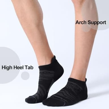 FITRELL 6 Pack Men's Ankle Running Socks Low Cut Cushioned Athletic Sports Socks, Shoe Size 9-12, Black+Gray - Image 3