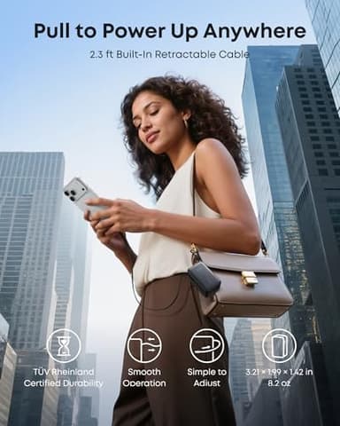 Anker Nano Portable Charger, 10,000mAh 45W Max Compact Power Bank, Travel Essential Phone Battery Pack with 2.3 ft InstaCord Retractable Cable for iPhone 17/16 Series, iPad, Galaxy, Pixel, and More - Image 5