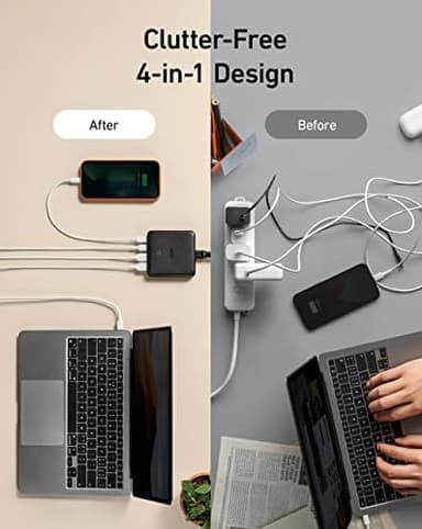 Anker USB C Charger, 543 (65W II), PIQ 3.0 & GaN 4-Port Slim Fast Wall Charger, with Dual USB C Ports (45W Max), for MacBook, Laptops, iPad Pro, iPhone and More - Image 4