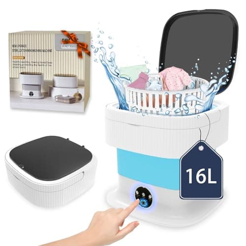 Portable Washing Machine, 16L Mini Washing Machine with 3 Modes, Foldable Collapsible Washer and Dryer with Spin for Travel, Socks, Baby Clothes (Blue) - Image 1