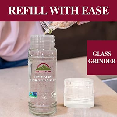 Himalayan Chef Himalayan Pink Garlic Salt -3.6 Oz (Pack of 1), Small Grinder of Garlic Salt Seasoning, Natural & Certified - Image 3
