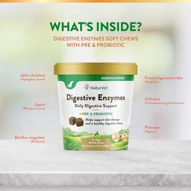 NaturVet – Digestive Enzymes - Plus Probiotics & Prebiotics – Helps Support Diet Change & A Healthy Digestive Tract – for Dogs (Soft Chews, 70 Count) - Image 5