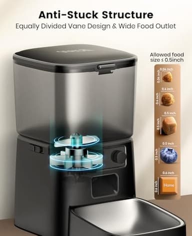 oneisall Automatic Cat Feeder, WiFi Cat Food Dispenser with App Control, Auto Cats Feeder Automatic for Dry Food, Smart Pet Food Dispenser with Portion Control for Small Pets Indoor - Image 6