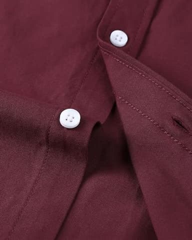 Alimens & Gentle Mens Short Sleeve Oxford Shirt Regular Fit Button Down Collar Shirts with Pocket, Burgundy, 3X-Large - Image 6