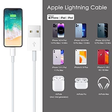 Car Apple Carplay Cable, USB A to Lightning Cable for iPhone 14, 14 pro max,13,Plus,SE 2nd/12/11/Xs/XR, iPad 4/5/ 6/7/ 8, Mini 2/3/4/5, Air 2/3 Charger Cord, Car Charging Cable - Image 3