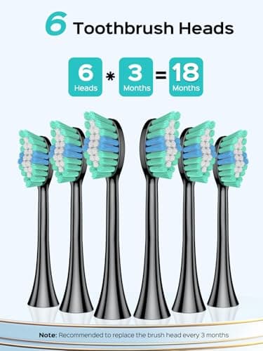 COSLUS Sonic Electric Toothbrush for Adults: 47000 VPM for Deep Cleaning & Whitening with Travel Case - 5 Modes for Sensitive Teeth & Braces, Wireless Charging, 6 Brush Heads for Home Family, Black - Image 8