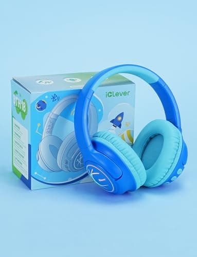 iClever Kids Bluetooth Headphones with LED Lights, 43H Playtime, Type-C Fast Charging, BTH18 Safe Volume 74/85dBA, Bluetooth5.3,Toddler Headphones Aux Cord for iPad/Tablet/Travel/School, Blue - Image 7