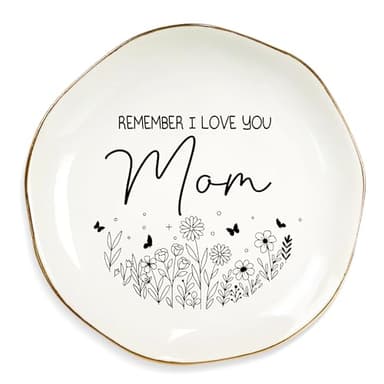 WANDER PRINTS for Mother - Ceramic Ring Dish Jewelry Tray for Mom - 50th 60th 70th 80th Birthday Gifts, for Mommy from Daughter, Son - Remember I Love You Mom - Image 9