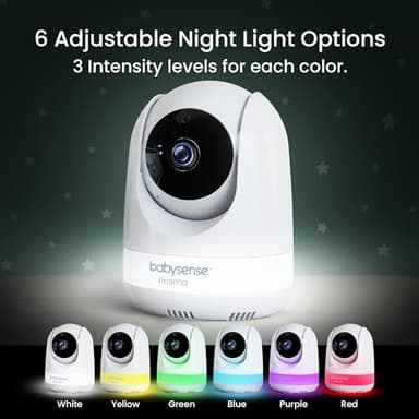Babysense Prisma Baby Monitor with Camera and Audio, 5” HD Video Baby Monitor with 2 Cameras, 6-Color Night Light, Split Screen, Sound Machine with White Noise & Lullabies, Secure No WiFi - Image 5
