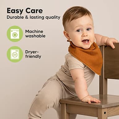 8-Pack Organic Baby Bandana Bibs for Boys, Girls - Super Absorbent Triangle Baby Bibs for Drooling and Teething Infant, 100% Cotton Extra Soft for Newborn, Infant 0-36 Months (Basics) - Image 7