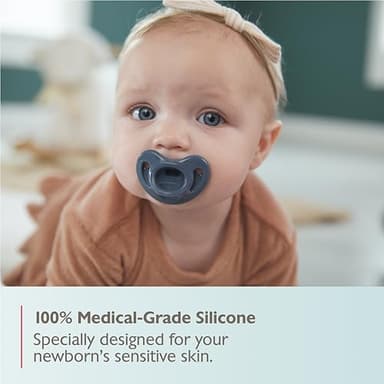 NUK 100% Silicone Comfy Orthodontic Pacifiers, 0-6 Months, Neutral Fashion, Timeless Collection, 5 Count - Image 9
