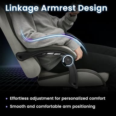 N-GEN GAMING Video Gaming Chair Office Computer Desk Use Ergonomic Reclining Backrest Adjustable Armrests Lumbar Support Footrest High Density Foam Breathable Fabric Heavy Duty Base (Grey) - Image 9