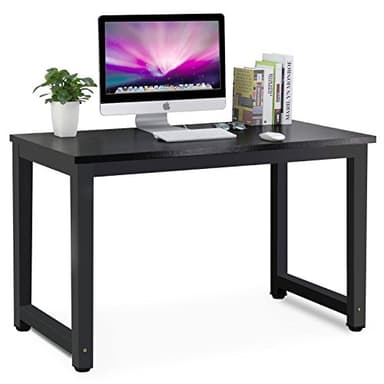 Tribesigns Computer Desk, 47 inch Modern Simple Office Desk Computer Table Study Writing Desk for Home Office, Black - Image 1