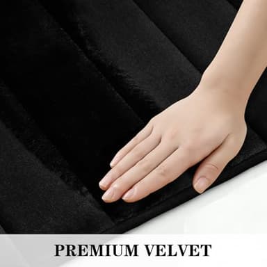 BYSURE Black Memory Foam Bathroom Rug Set 3 Piece, Non Slip Extra Soft Absorbent Washable & Dry Toilet Bath Mat Sets - Image 7